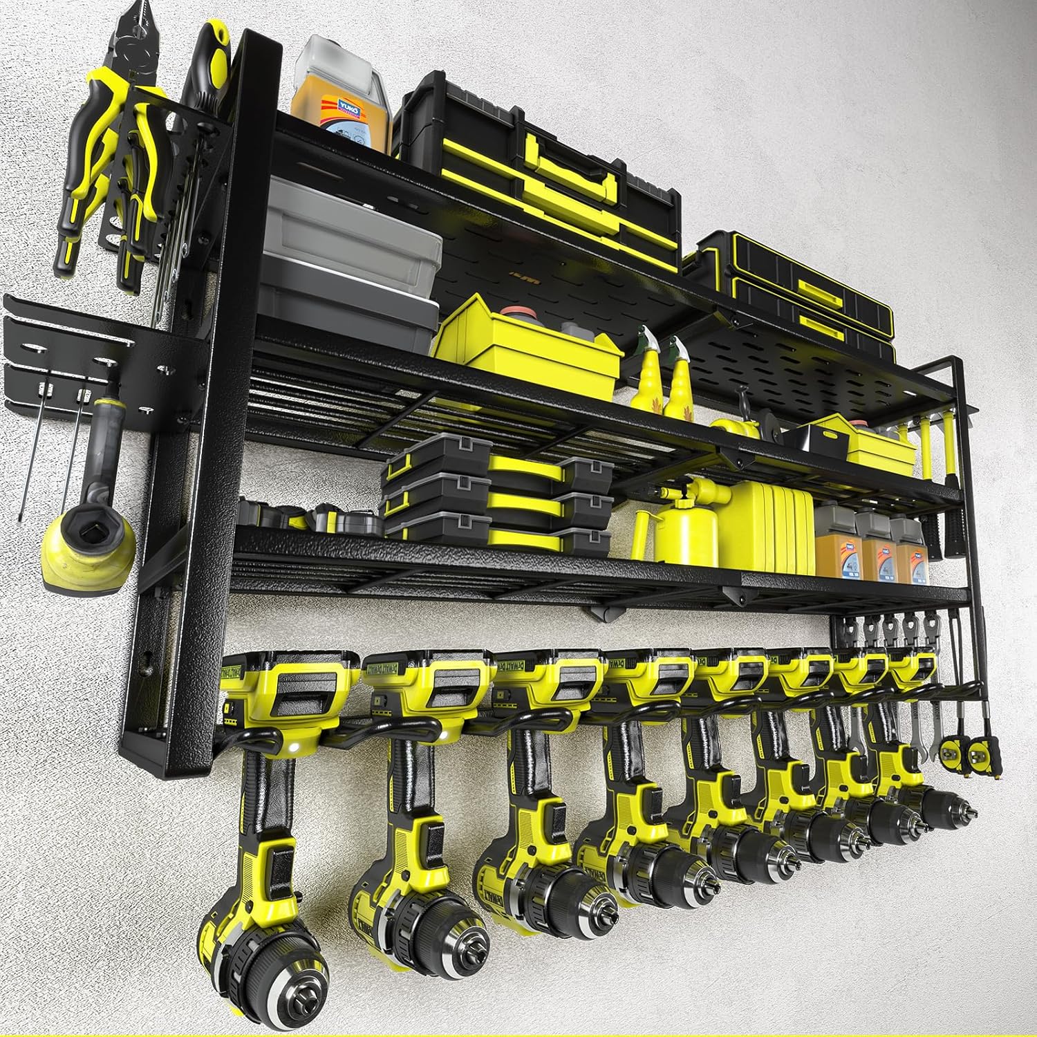 Power Tool Organizer-8 Drill Holder Wall Mount，Tool Organizer and Storage rack for Garage Organization