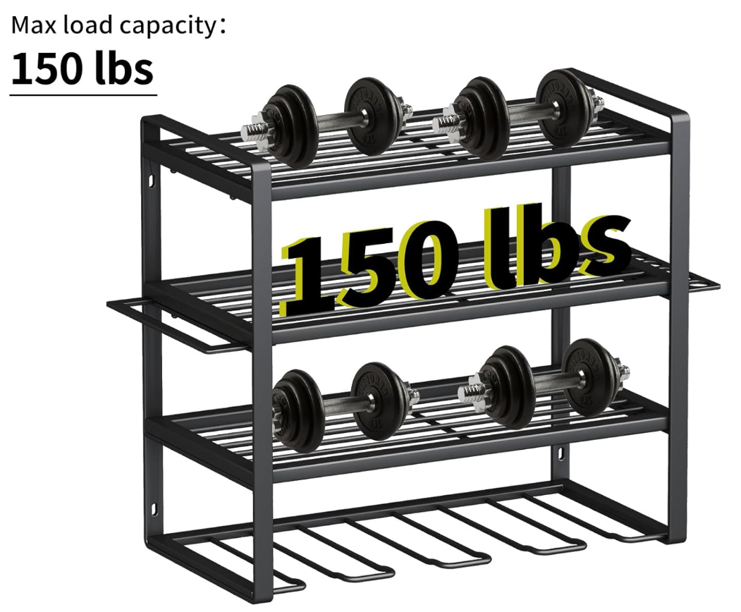 4 Layer Drill Holders Wall Mount,Heavy Duty Metal Organizers and Storage Rack for Garage Organization,Tools Shelves with Screwdriver Plier/Hammer Holder
