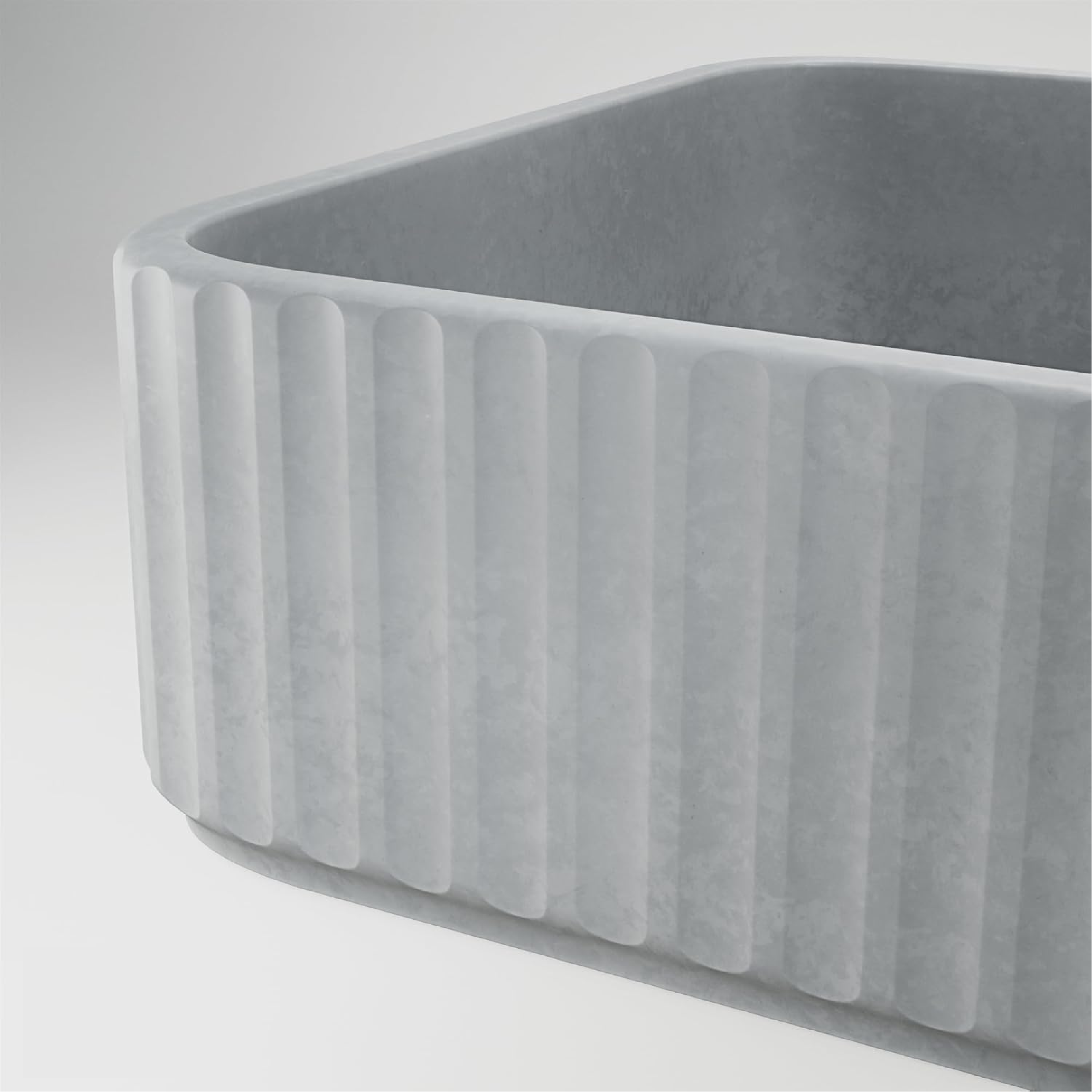  21 in. L x 14 in. W x 5 in. H Rectangular Fluted Bathroom Vessel Sink