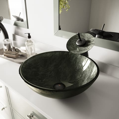 16-1/2" Glass Bathroom Vessel Sink