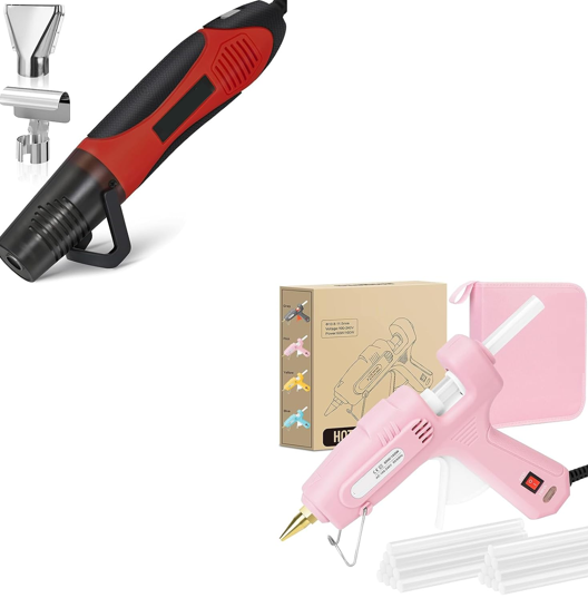  Full Size Hot Glue Gun with 60/100W Dual Power+350W Heat Gun with 2 Nozzles