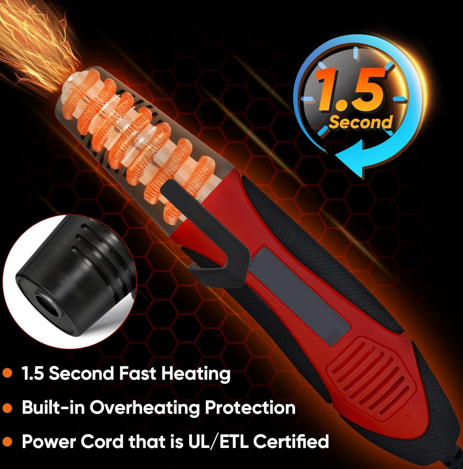 350W Heat Gun with 2 Nozzles, Dual Temp Heat Gun 400°F-660°F, Fast Heat Hot Air Gun with Overload Protection for DIY Craft Embossing Shrink Wrapping (Red)