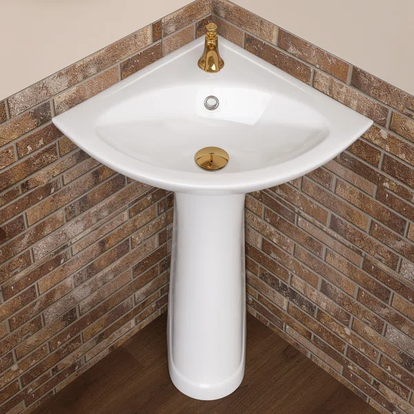 23" W X 19" D X 30.5" H Corner Vitreous China Pedestal Sink