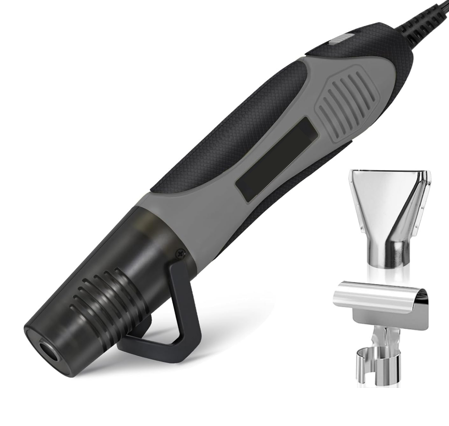350W Heat Gun with 2 Nozzles, Dual Temp Heat Gun 400°F-660°F, Fast Heat Hot Air Gun with Overload Protection for DIY Craft Embossing Shrink Wrapping (Grey)