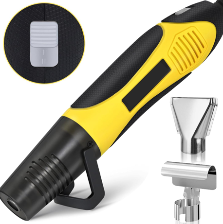 350W Heat Gun with 2 Nozzles, Dual Temp Heat Gun 400°F-660°F, Fast Heat Hot Air Gun with Overload Protection for DIY Craft Embossing Shrink Wrapping (Yellow)