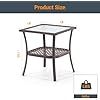 18'' Outdoor Square Side Table with Tempered Glass Top, Rattan Wicker Patio Coffee Table with Steel Frame