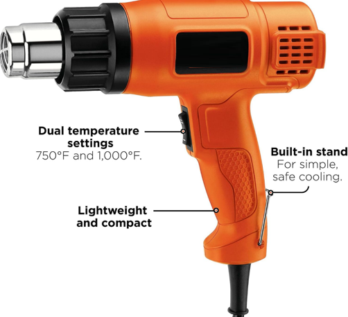 Heat Gun for Crafts, Corded, Dual Heat Settings up to 1000 Degrees, 1350 Watt