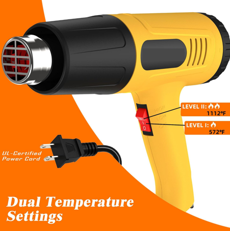 Heat Gun, 2-Temp Settings 572℉/1112℉