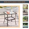 18'' Outdoor Square Side Table with Tempered Glass Top, Rattan Wicker Patio Coffee Table with Steel Frame