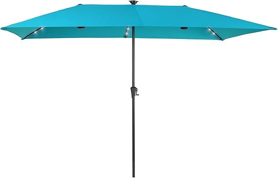 10 x 6.5FT Large Patio Umbrella with Solar Lights