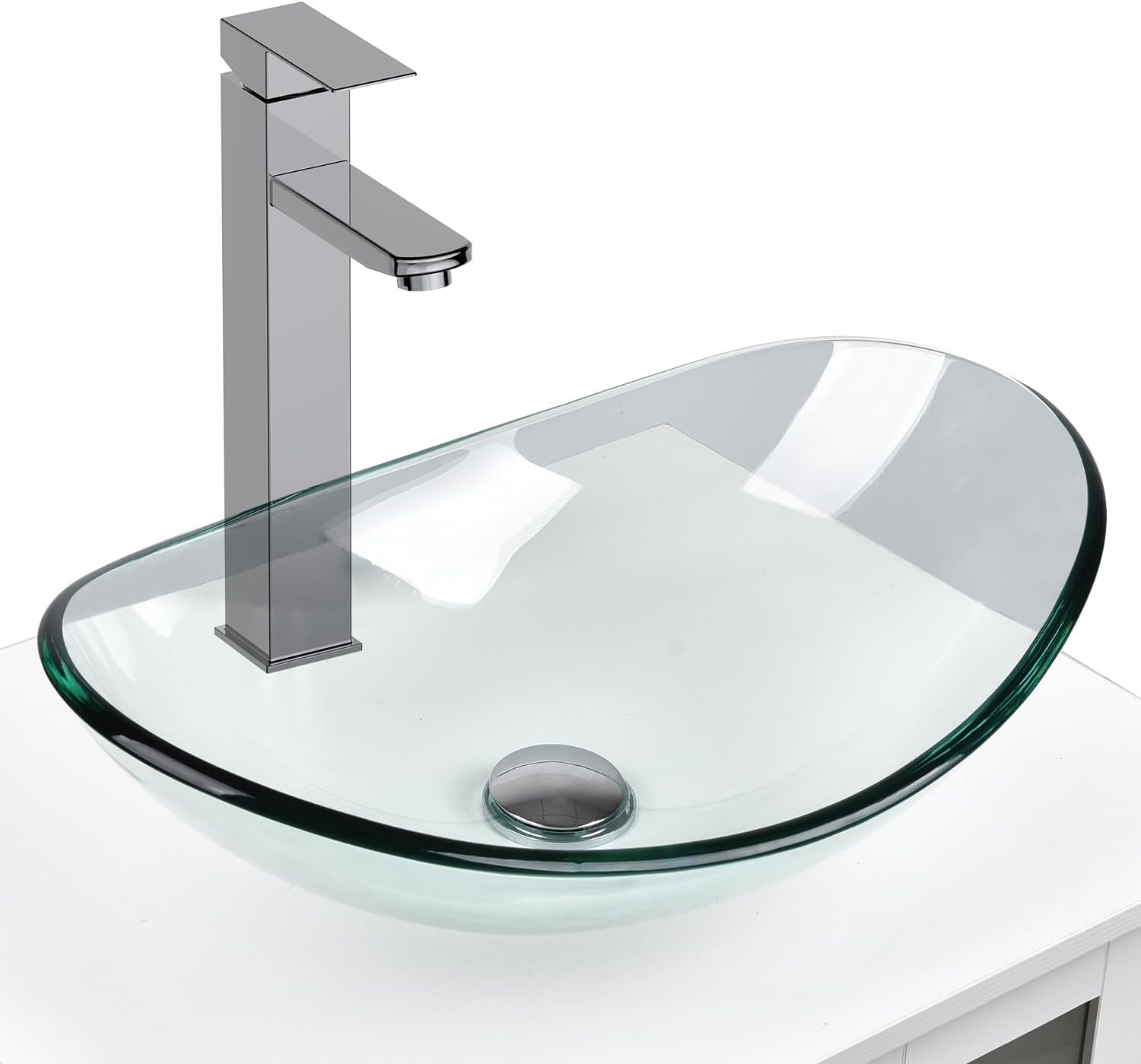 Bathroom Boat Shape Artistic Glass Vessel Sink