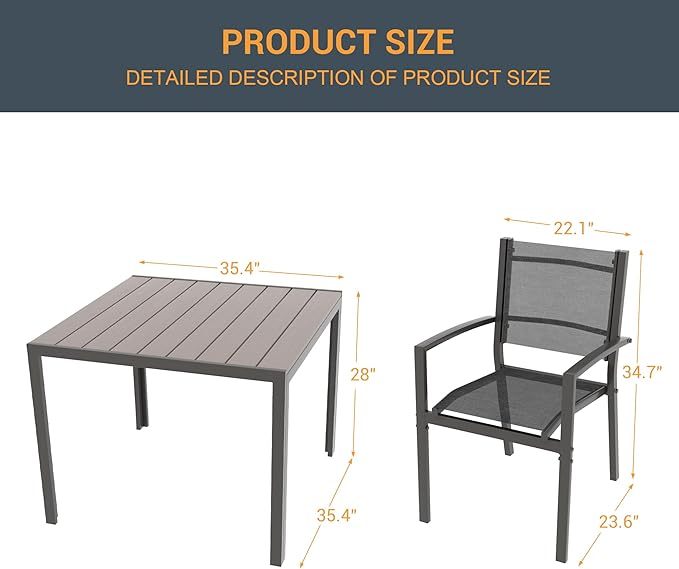 7 PCS Patio Dining Table and Chairs