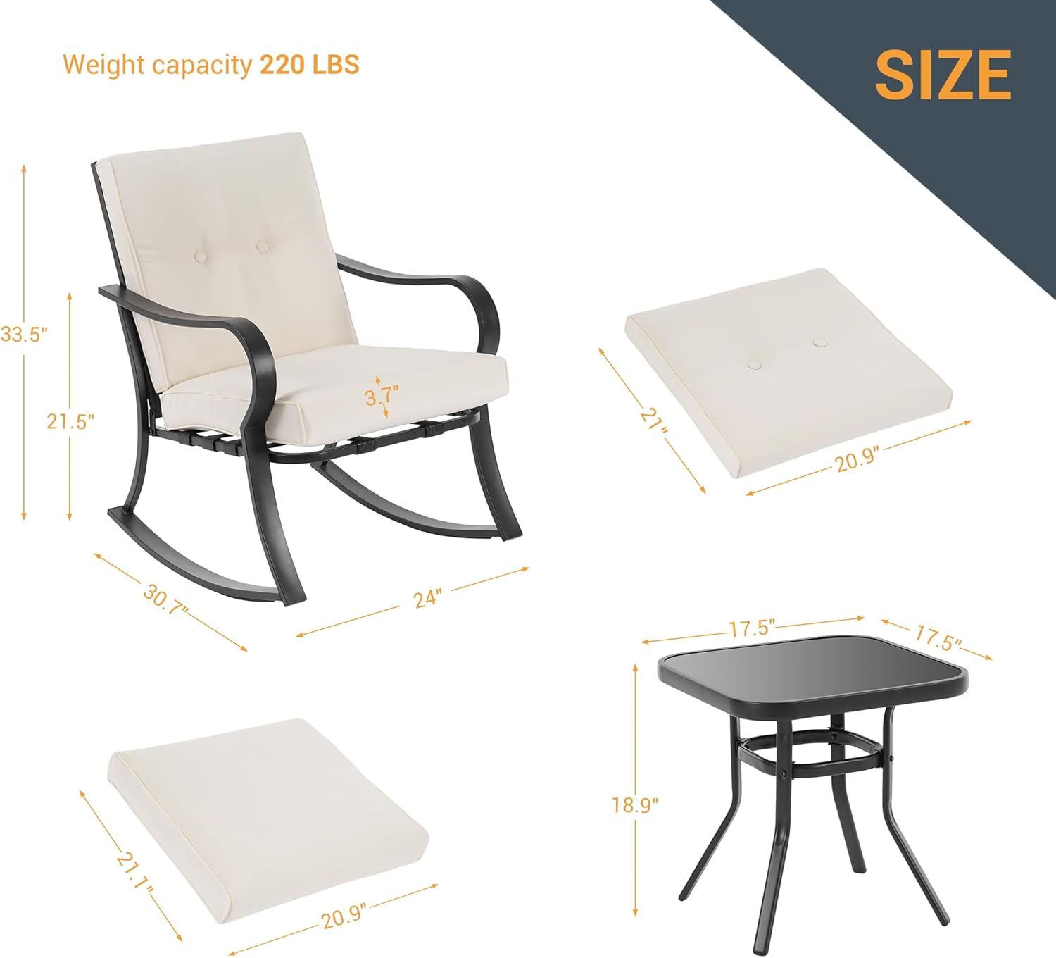 Outdoor Furniture 3 Piece Conversation Bistro Set