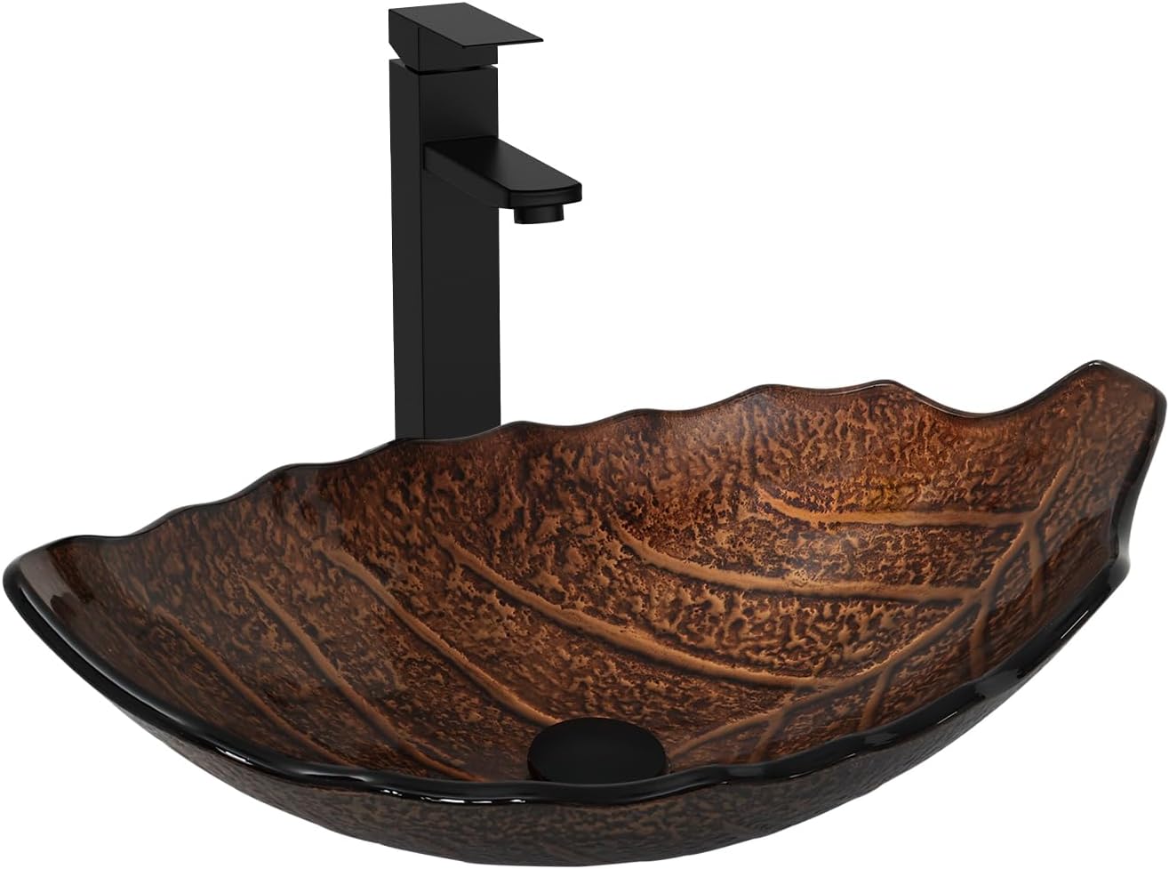 Bathroom Leaf Shape Artistic Glass Vessel Sink
