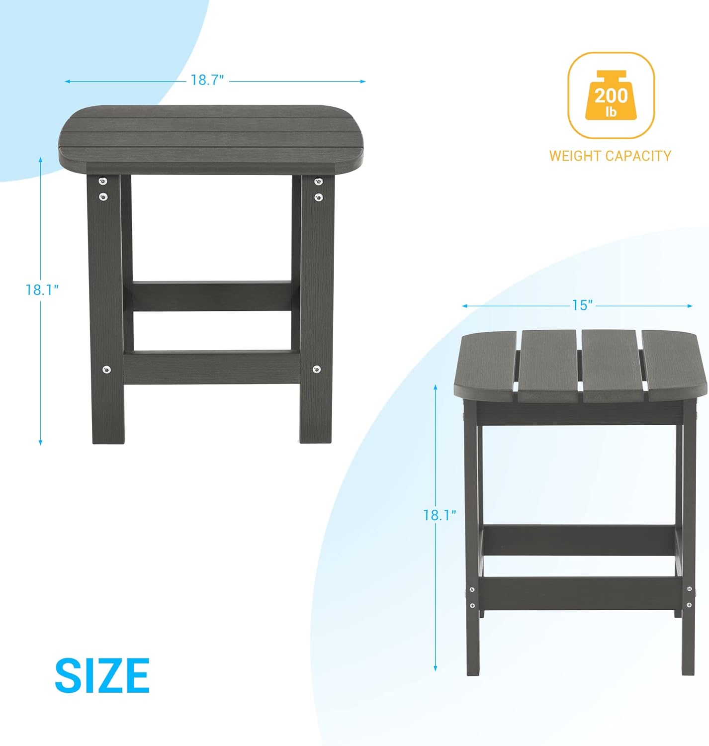 Square Side Table Backyard and Beach-Gray