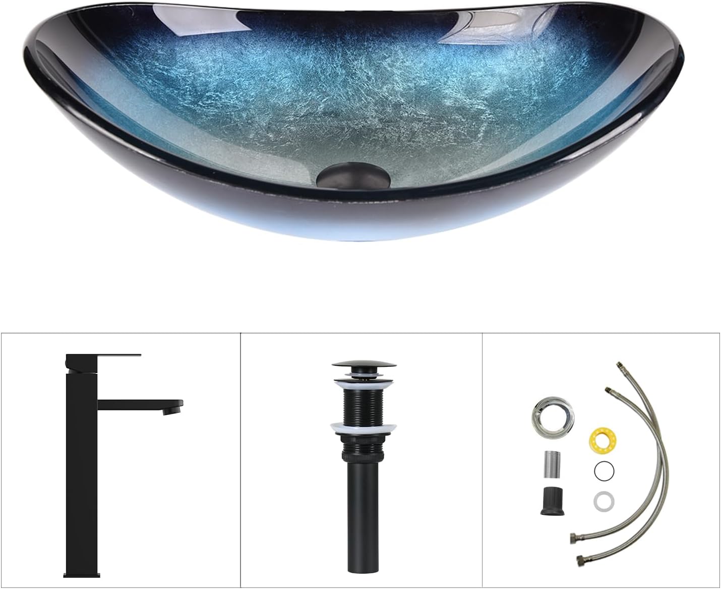 Bathroom Boat Shape Artistic Glass Vessel Sink
