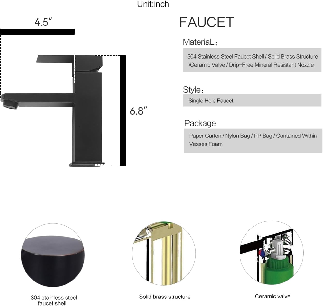 White Wall Mounted Ceramic Bathroom Sink