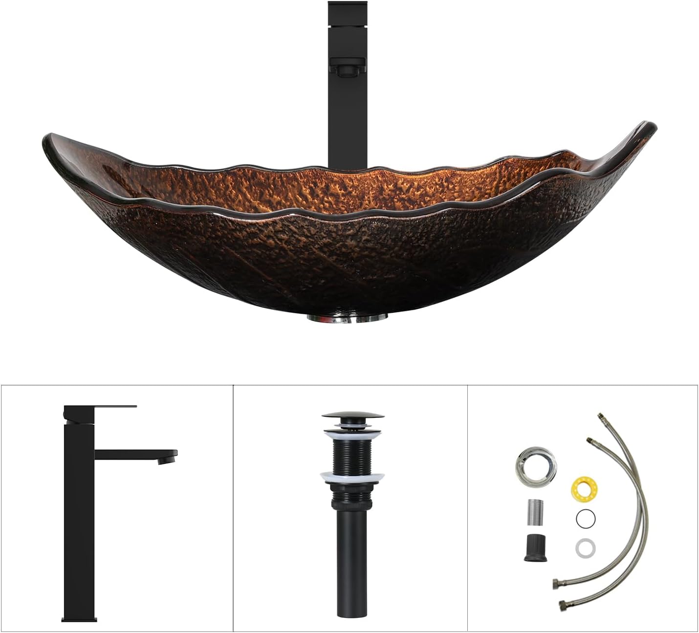 Bathroom Leaf Shape Artistic Glass Vessel Sink