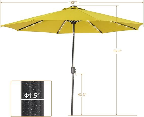 10FT patio umbrella with solar lights