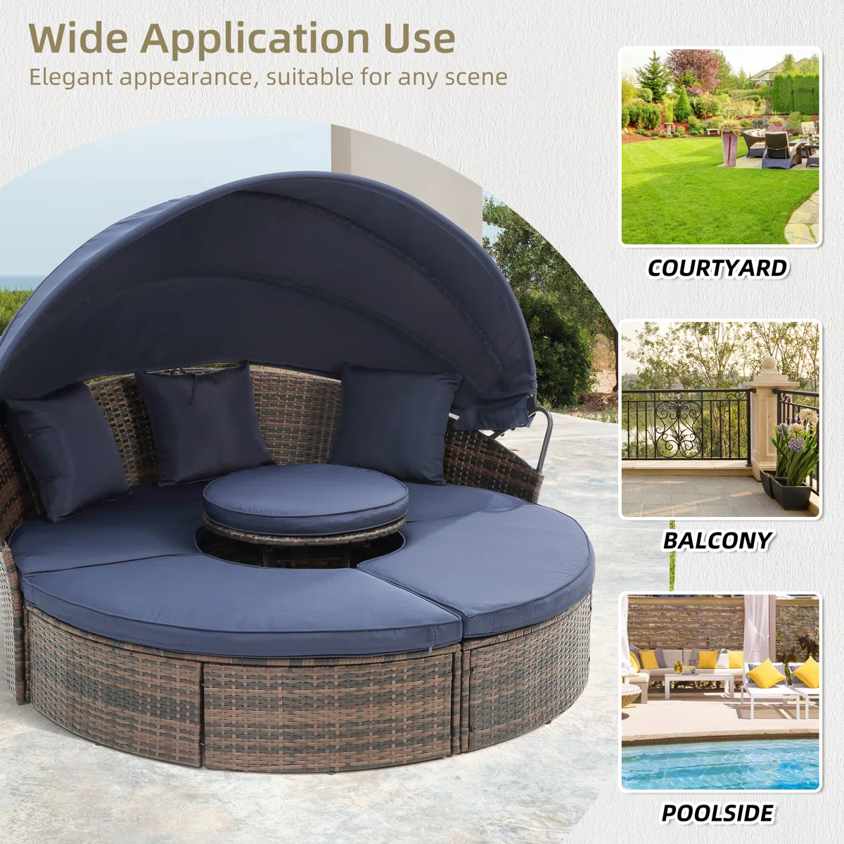64'' Wicker Outdoor Patio Daybed with Cushions