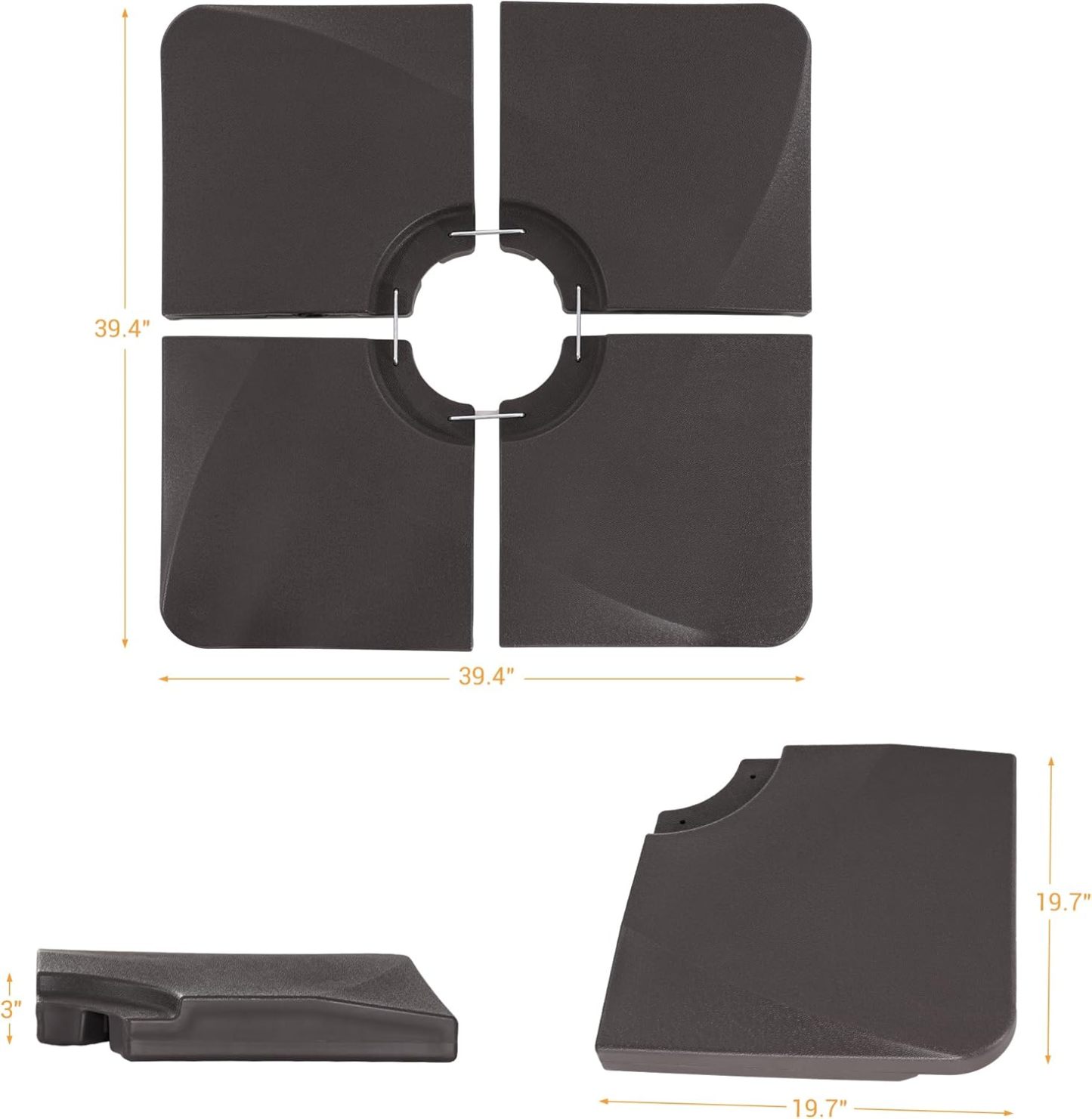 Umbrella Weight Base HDPE Plastic Material Waterproof, Cantilever Umbrella with Cross Base