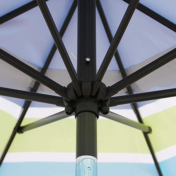 9' Outdoor Patio Umbrella, Blue & Green Stripe
