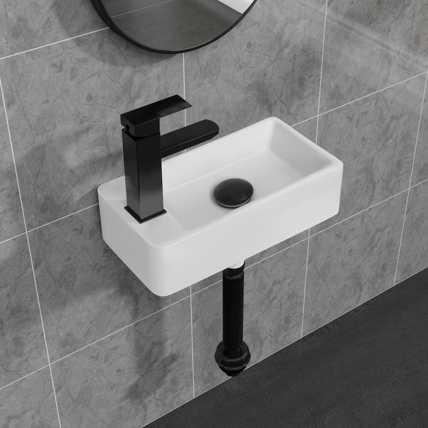 White Wall Mounted Ceramic Bathroom Sink