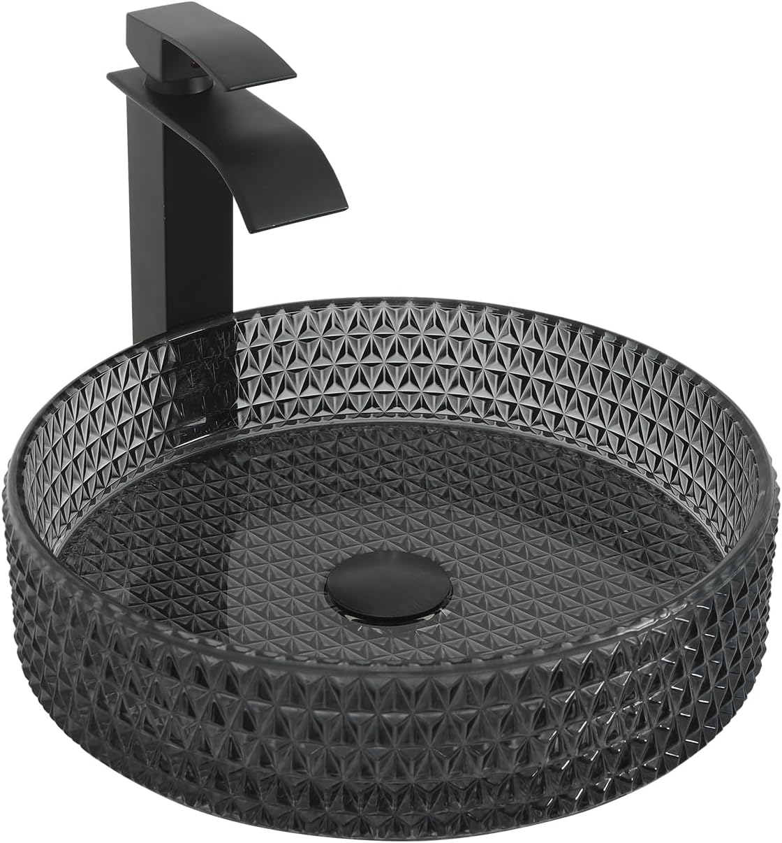 Diamond Shape Bathroom Crystal Glass Vessel Sink