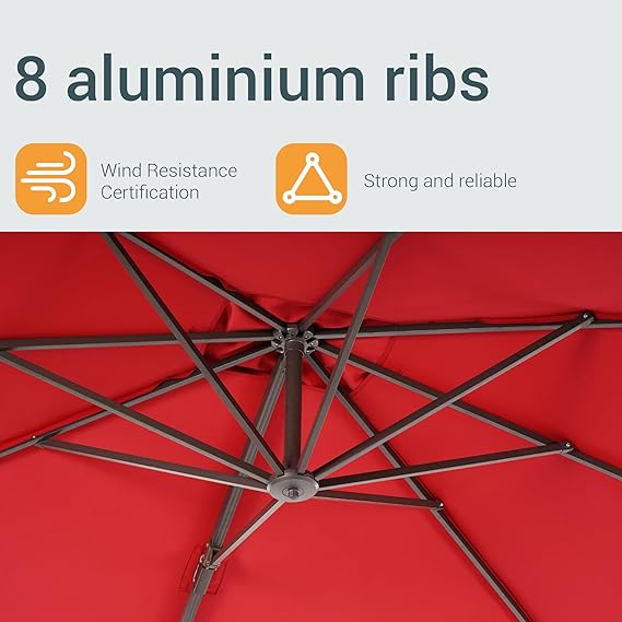 11 FT Patio Umbrella Outdoor Cantilever Umbrella Red
