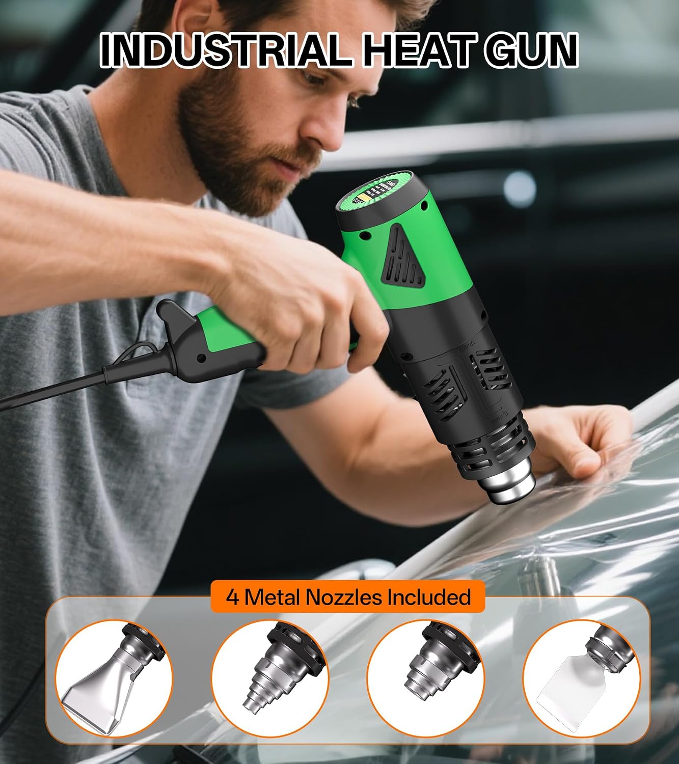 Heat Gun, 1800W Variable Temperature Hot Air Gun with 4 Nozzles