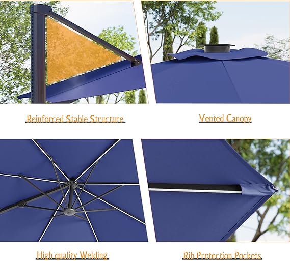 10x8ft LED Rectangle Cantilever Umbrella For Your Outdoor Space