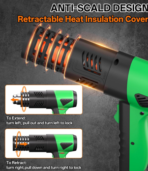 Heat Gun, 1800W Variable Temperature Hot Air Gun with 4 Nozzles