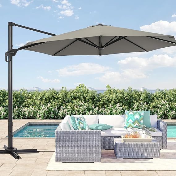 11.5X9FT Rectangular Cantilever LED Umbrella For Your Outdoor Space