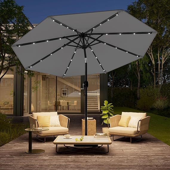 10FT patio umbrella with solar lights