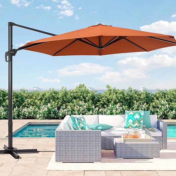 11.5X9FT Rectangular Cantilever LED Umbrella For Your Outdoor Space