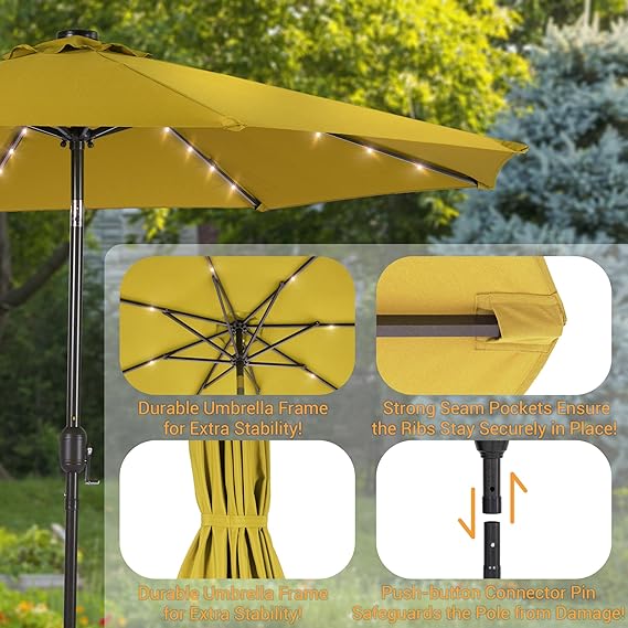 10FT patio umbrella with solar lights