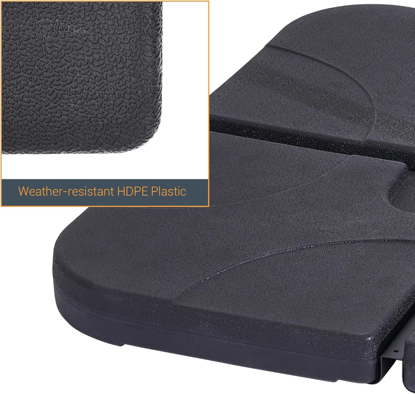 4Pcs Offset Umbrella Base Plastic Cantilever Base Weights Plate Set, 180lb Black