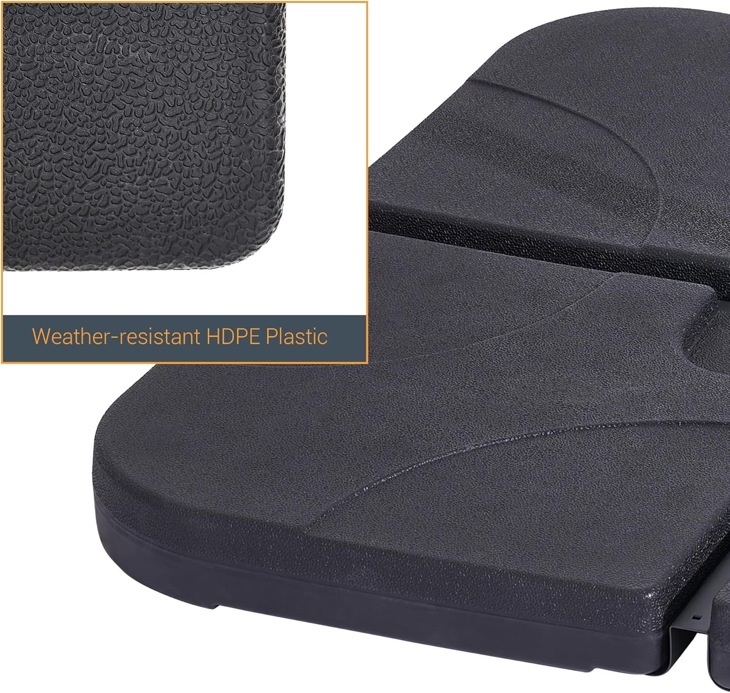 4Pcs Offset Umbrella Base Plastic Cantilever Base Weights Plate Set, 180lb Black