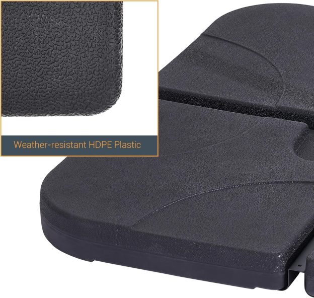 4Pcs Offset Umbrella Base Plastic Cantilever Base Weights Plate Set, 180lb Black