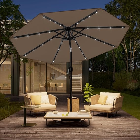 10FT patio umbrella with solar lights