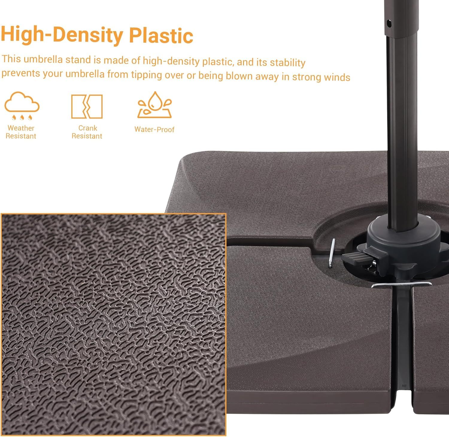 Umbrella Weight Base HDPE Plastic Material Waterproof, Cantilever Umbrella with Cross Base