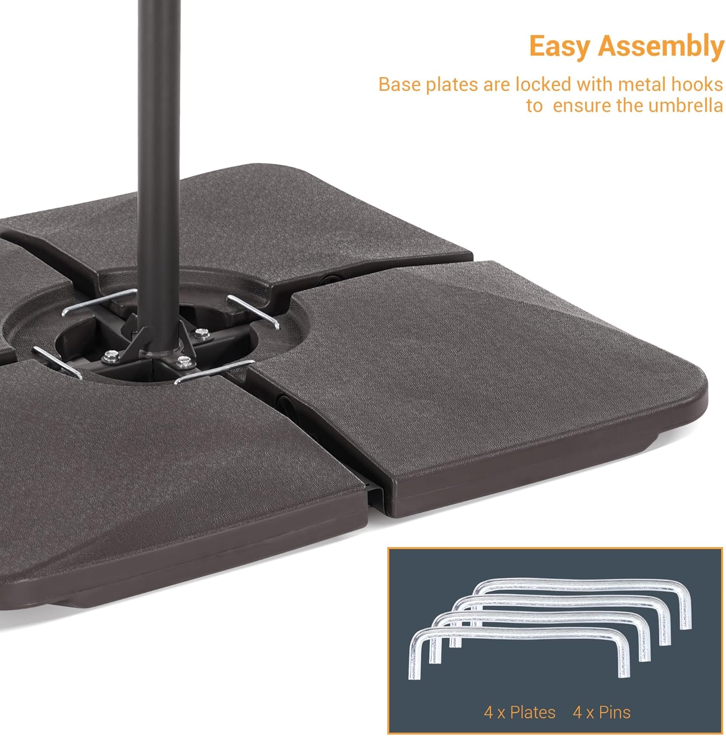 Umbrella Weight Base HDPE Plastic Material Waterproof, Cantilever Umbrella with Cross Base