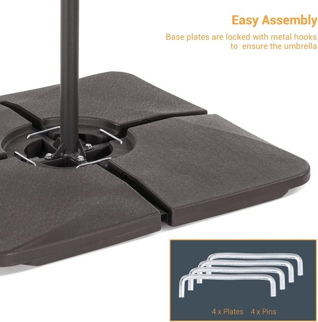 Umbrella Weight Base HDPE Plastic Material Waterproof, Cantilever Umbrella with Cross Base