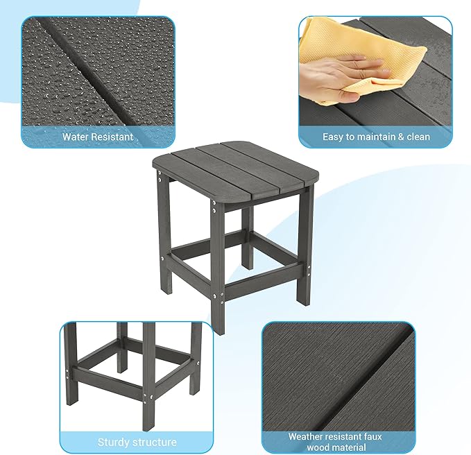 Square Side Table Backyard and Beach-Gray