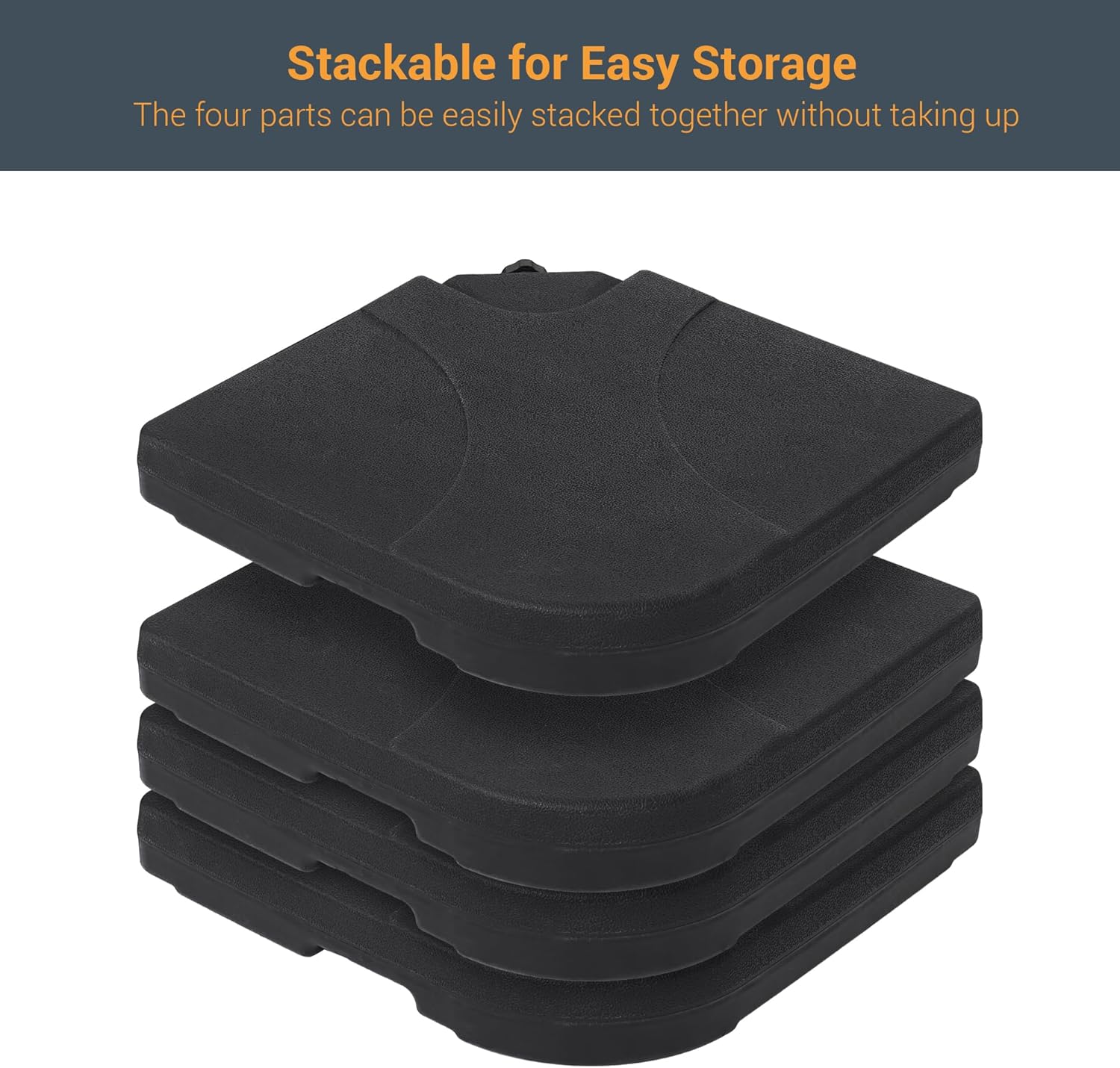 4Pcs Offset Umbrella Base Plastic Cantilever Base Weights Plate Set, 180lb Black