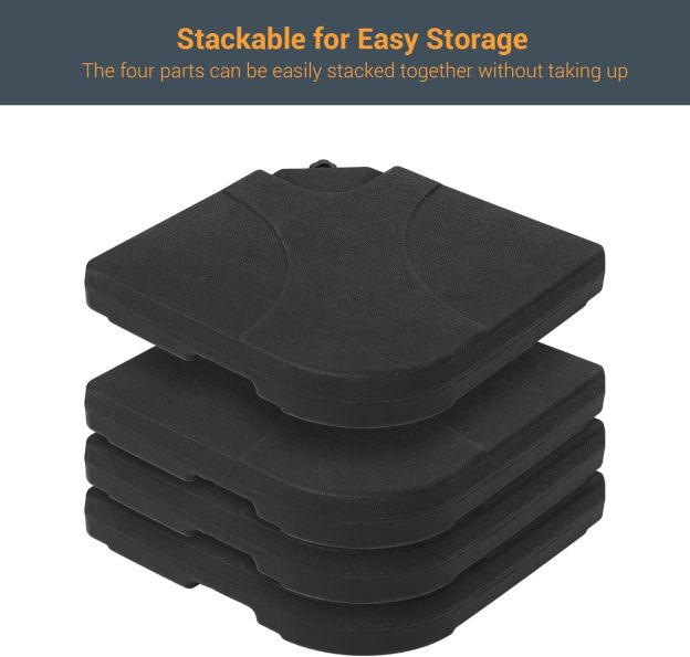 4Pcs Offset Umbrella Base Plastic Cantilever Base Weights Plate Set, 180lb Black