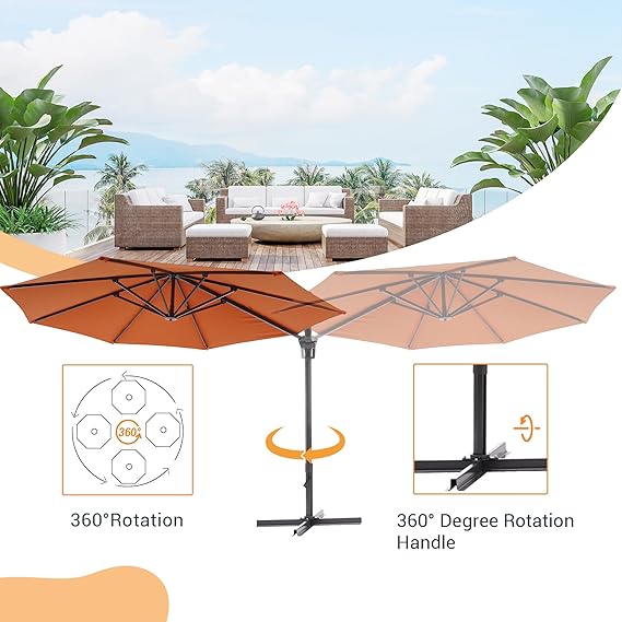 11.5X9FT Rectangular Cantilever LED Umbrella For Your Outdoor Space