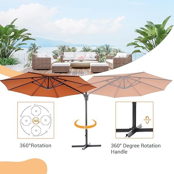 11.5X9FT Rectangular Cantilever LED Umbrella For Your Outdoor Space