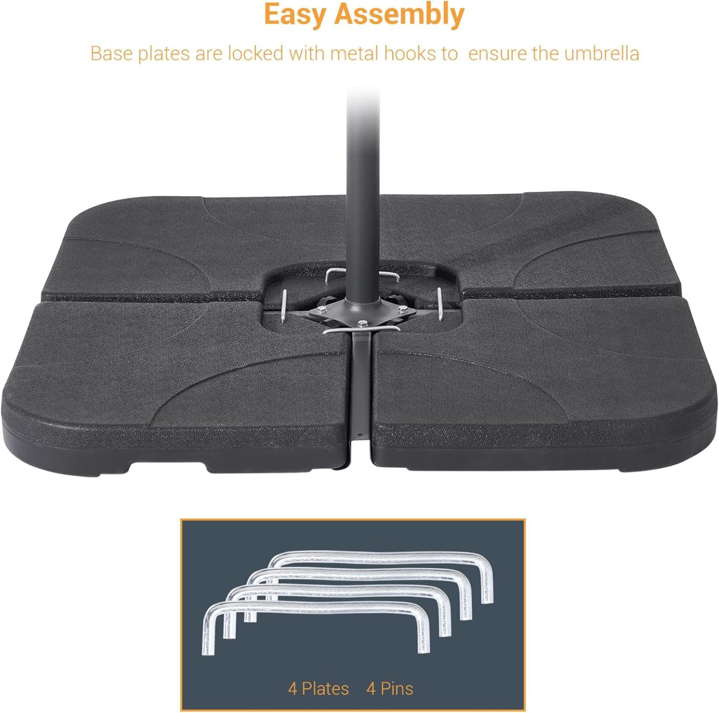 4Pcs Offset Umbrella Base Plastic Cantilever Base Weights Plate Set, 180lb Black