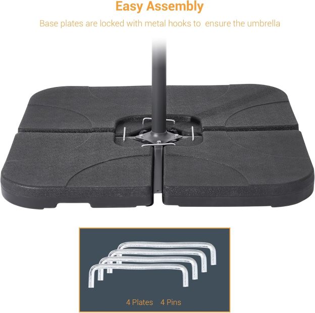 4Pcs Offset Umbrella Base Plastic Cantilever Base Weights Plate Set, 180lb Black